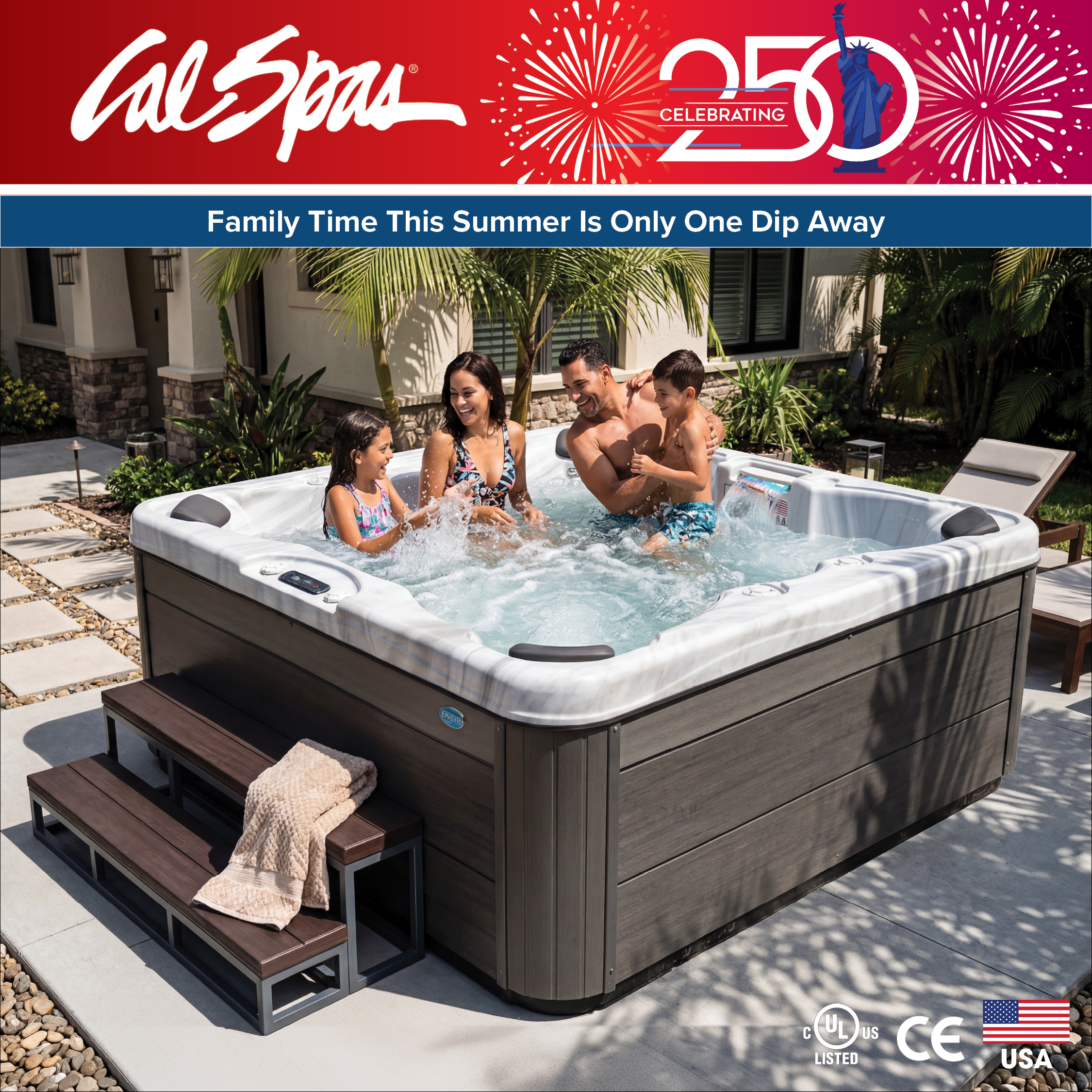 Calspas hot tub being used in a family setting - St. Augustine